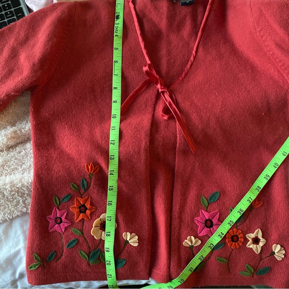 90s Vintage Harold’s Wool Flower Patch Cardigan - Picture 6 of 7